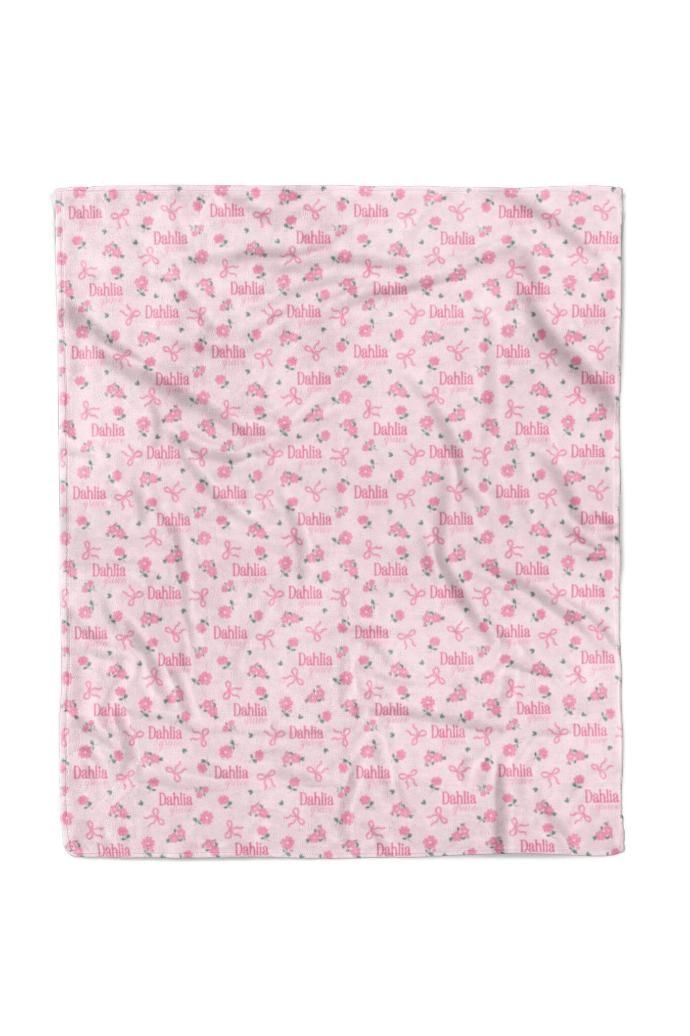 Ribbon & Roses Personalized Kids Blanket | Pink