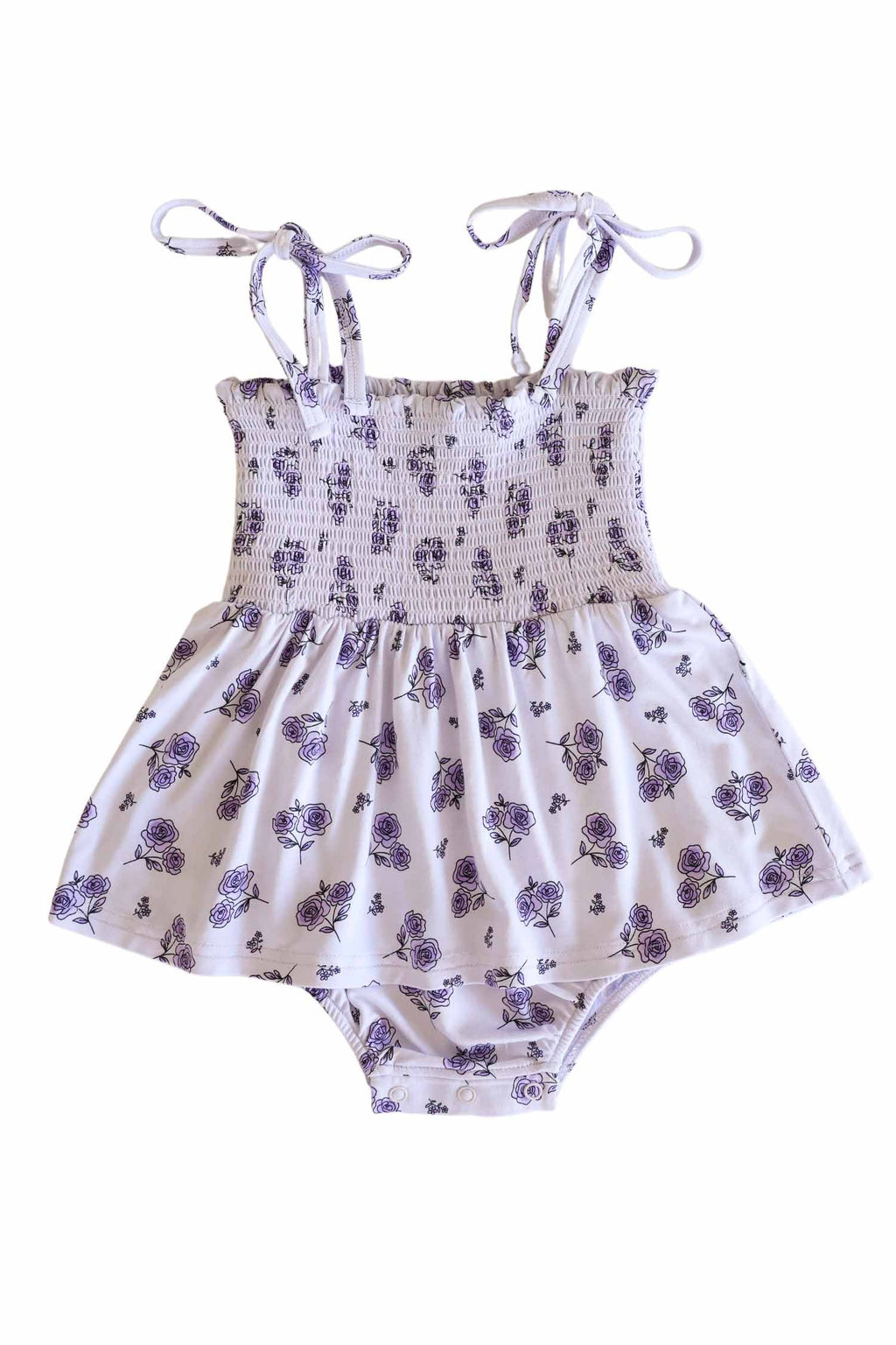 Smocked Twirl Bodysuit | Amethyst Garden