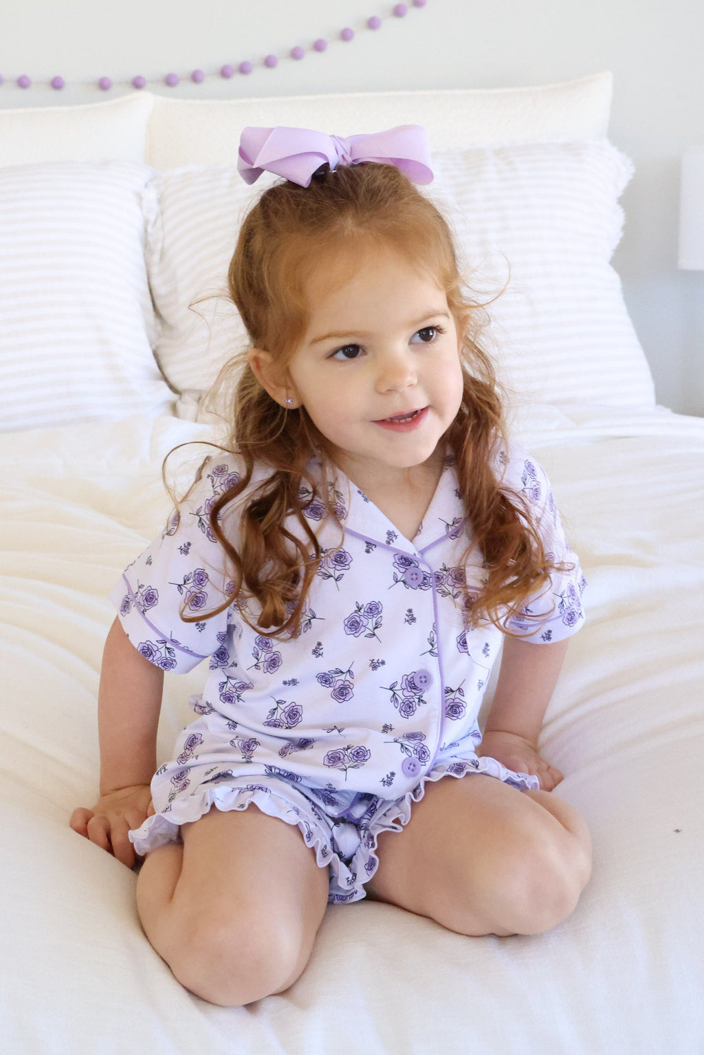 Girl's Two Piece Short Lounge Set | Amethyst Garden