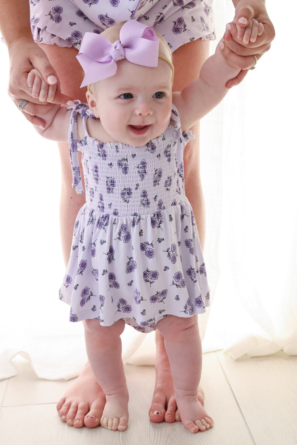 Smocked Twirl Bodysuit | Amethyst Garden