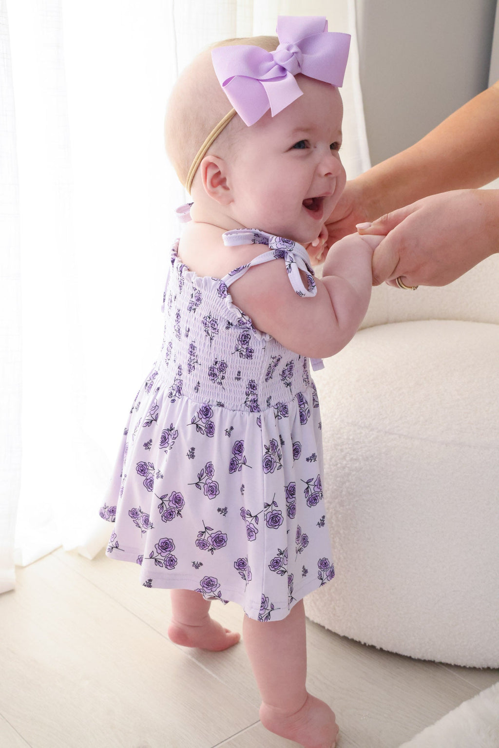 Smocked Twirl Bodysuit | Amethyst Garden