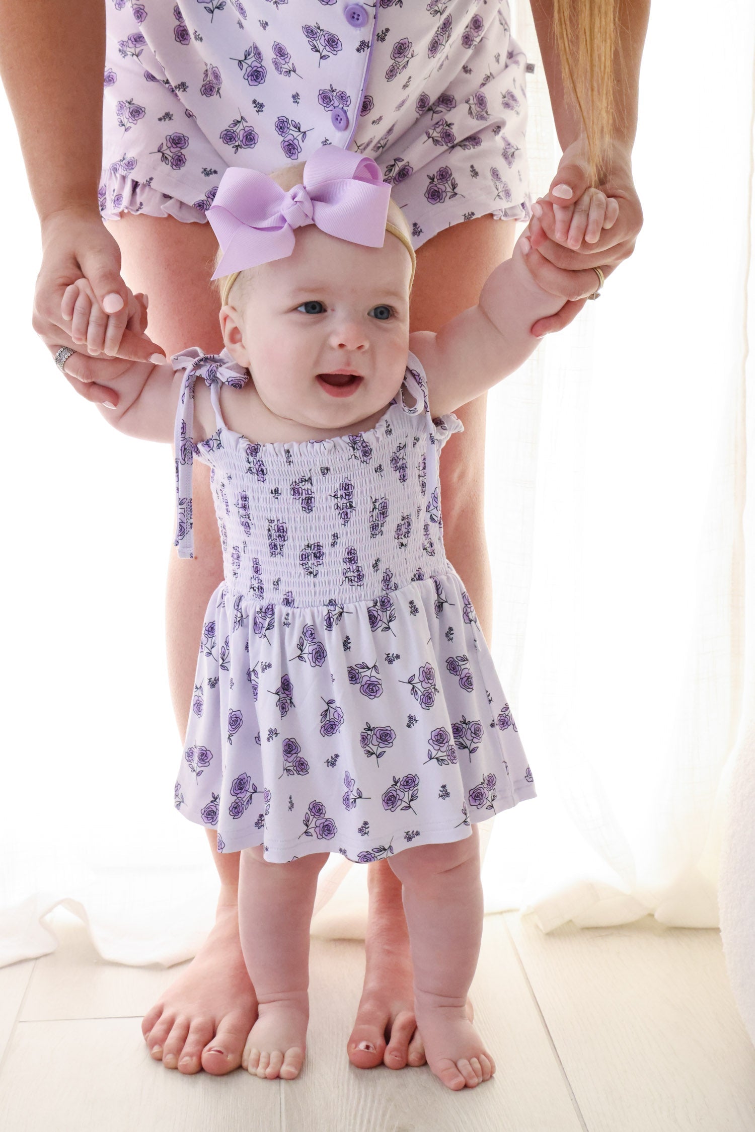 Smocked Twirl Bodysuit | Amethyst Garden