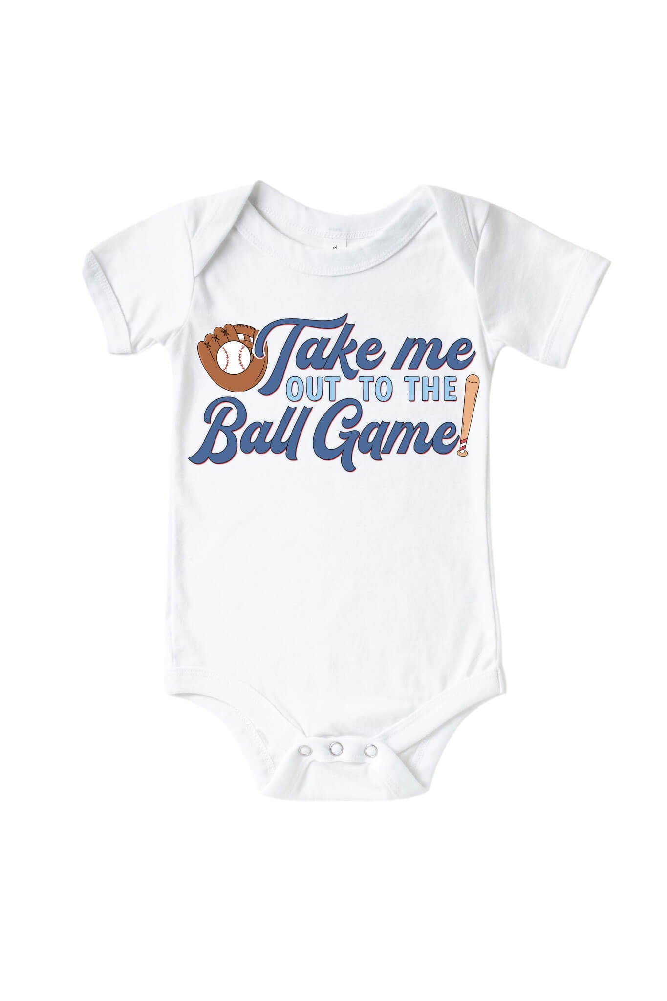 Take Me Out Blue Graphic Bodysuit & Kids Tee | White