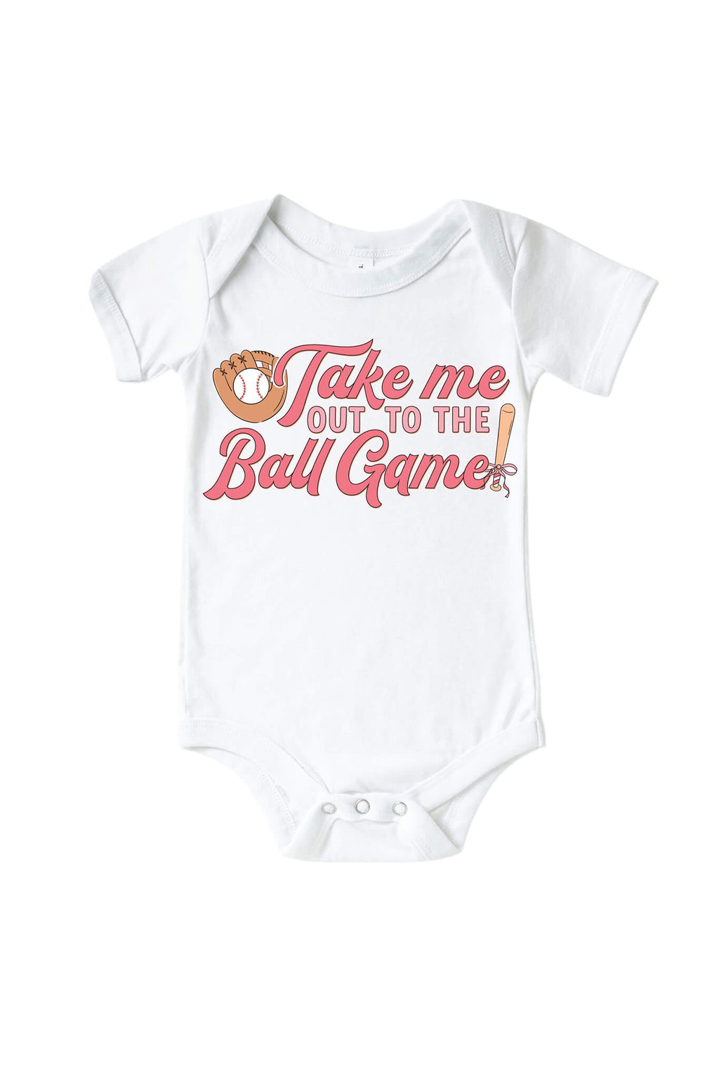 Take Me Out Pink Graphic Bodysuit & Kids Tee | White