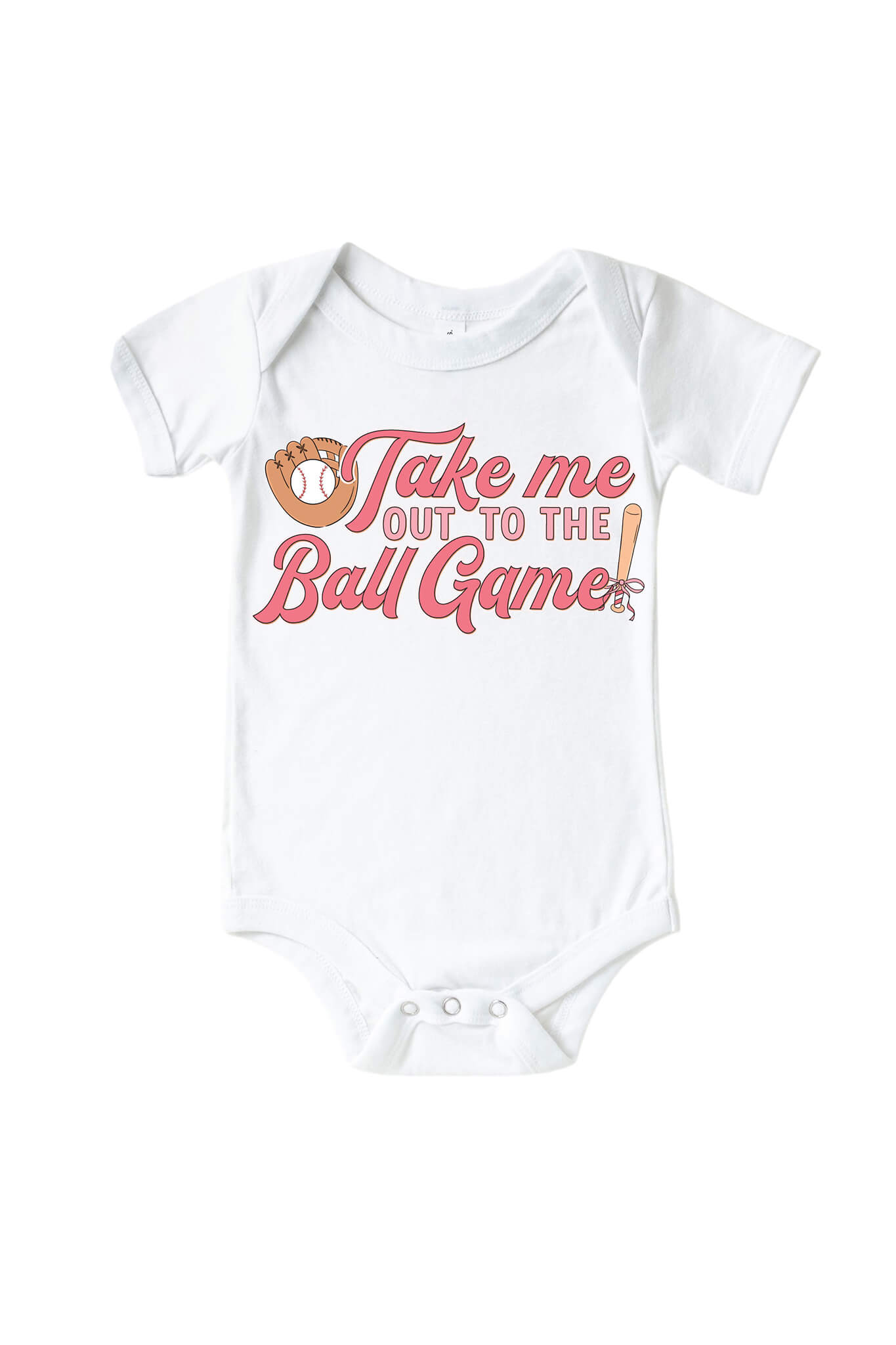 Take Me Out Pink Graphic Bodysuit & Kids Tee | White