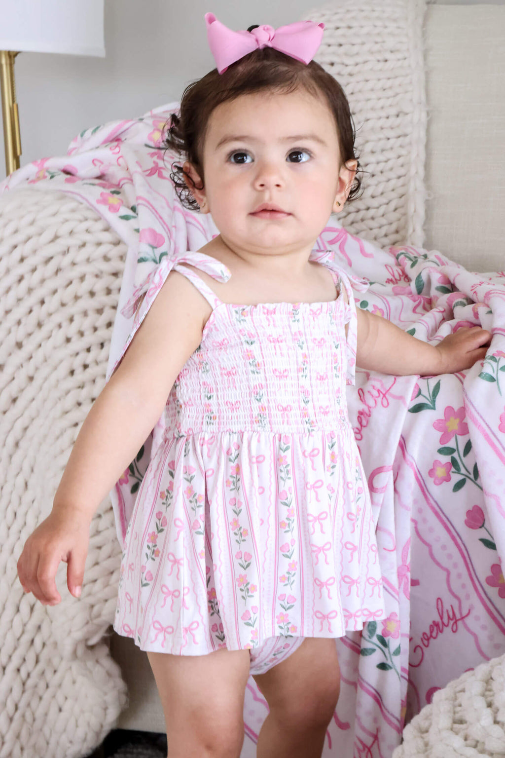 Smocked Twirl Bodysuit | Coquette Garden
