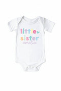 Personalized Little Sibling Graphic Bodysuit | White