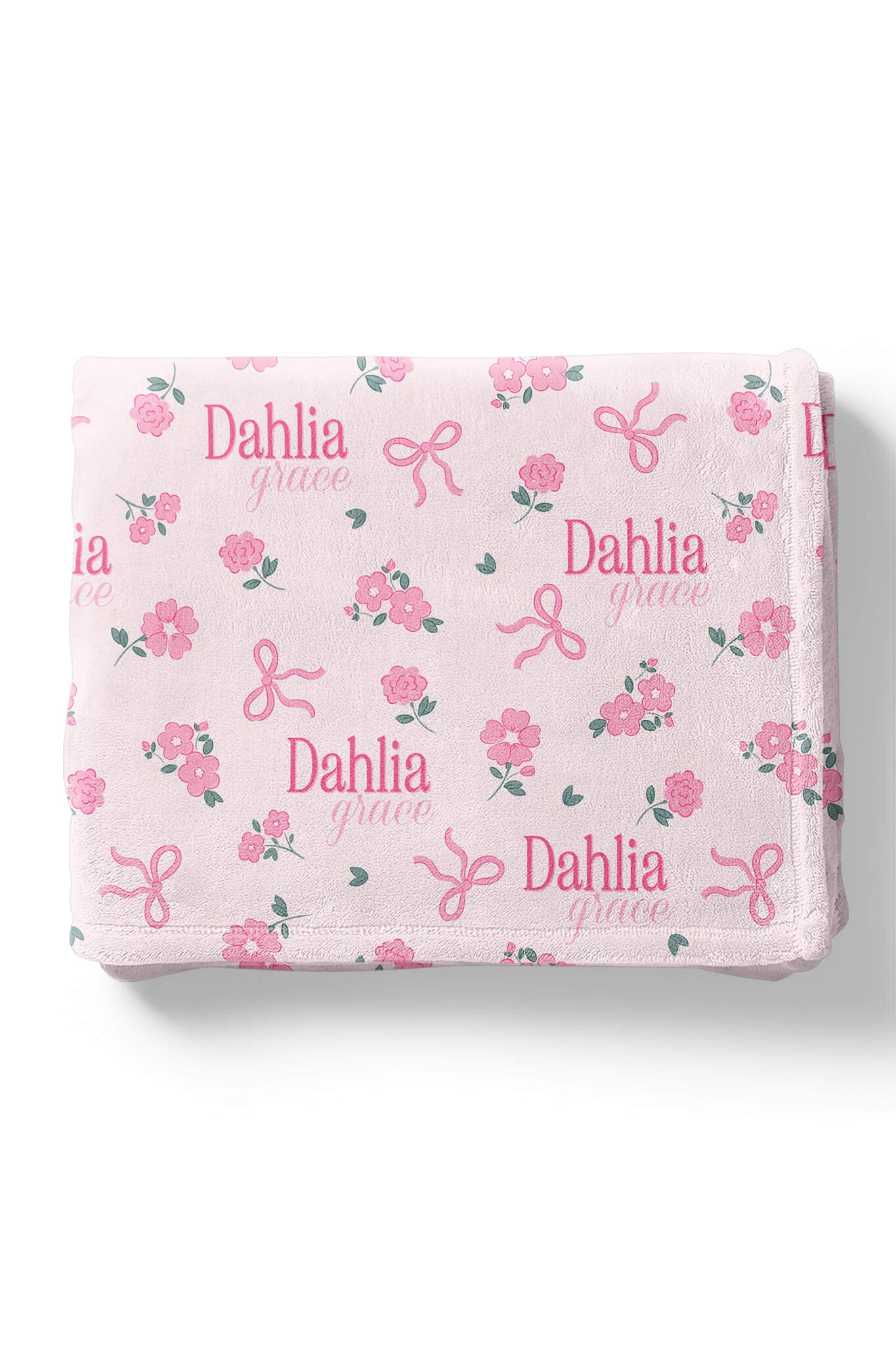 Ribbon & Roses Personalized Kids Blanket | Pink