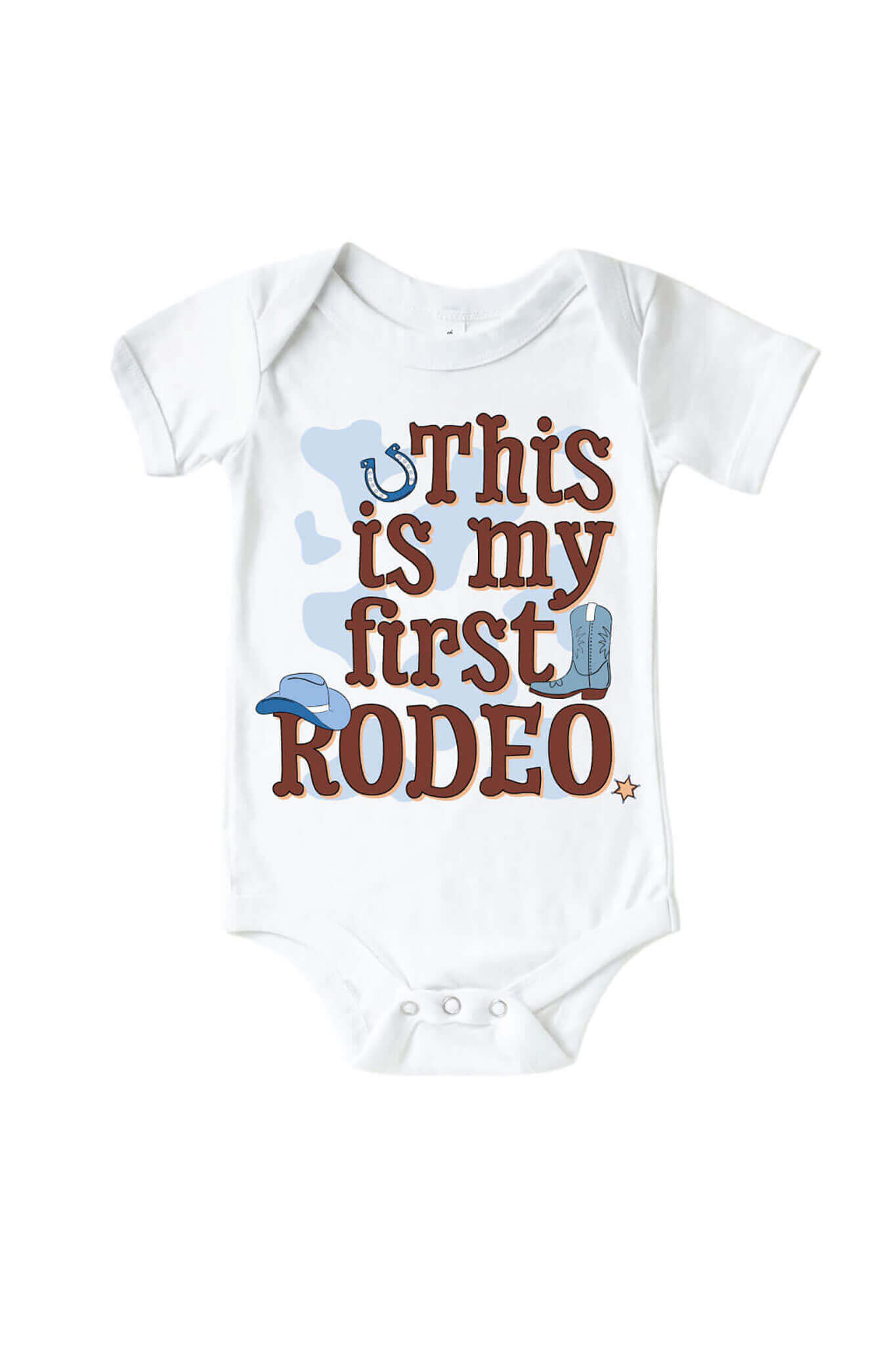First Rodeo Blue Graphic Bodysuit & Kids Tee | White