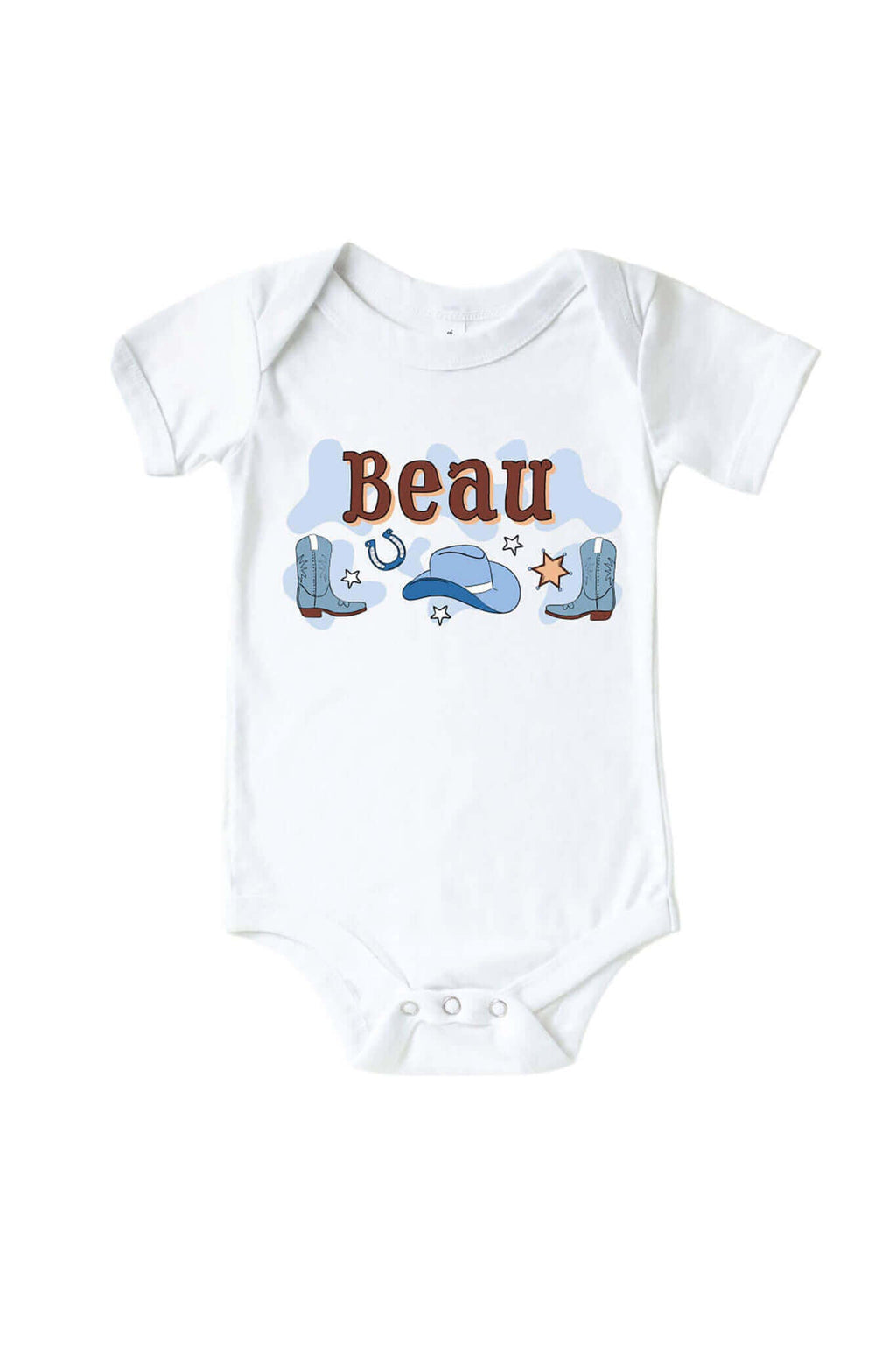 Personalized Rodeo Dreams Blue Graphic Bodysuit & Kids Tee | White