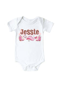 Personalized Rodeo Dreams Pink Graphic Bodysuit & Kids Tee | White
