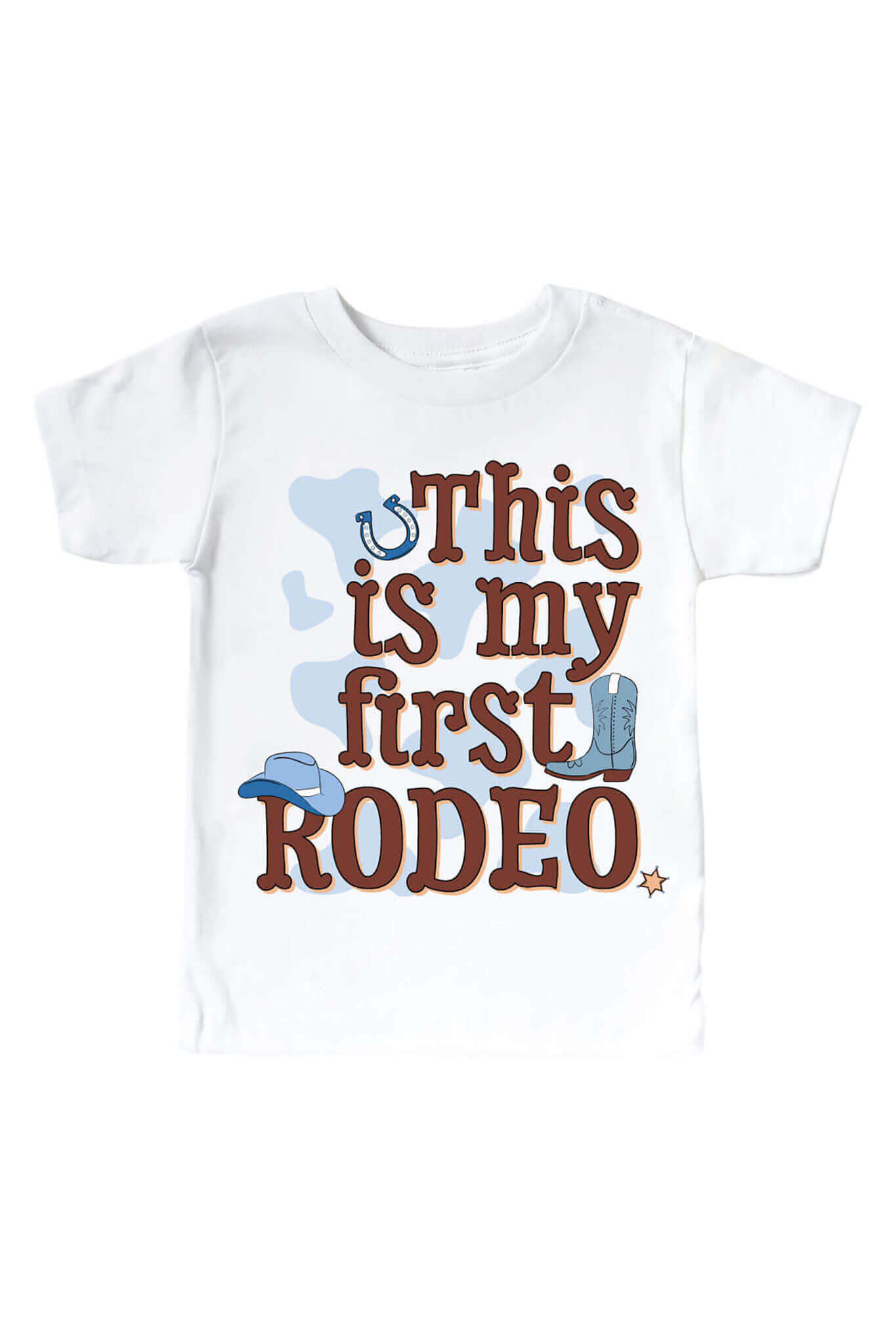 First Rodeo Blue Graphic Bodysuit & Kids Tee | White