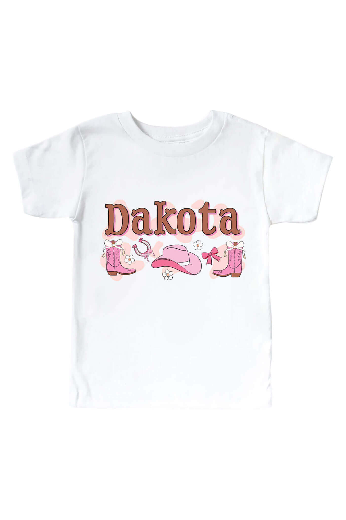 Personalized Rodeo Dreams Pink Graphic Bodysuit & Kids Tee | White