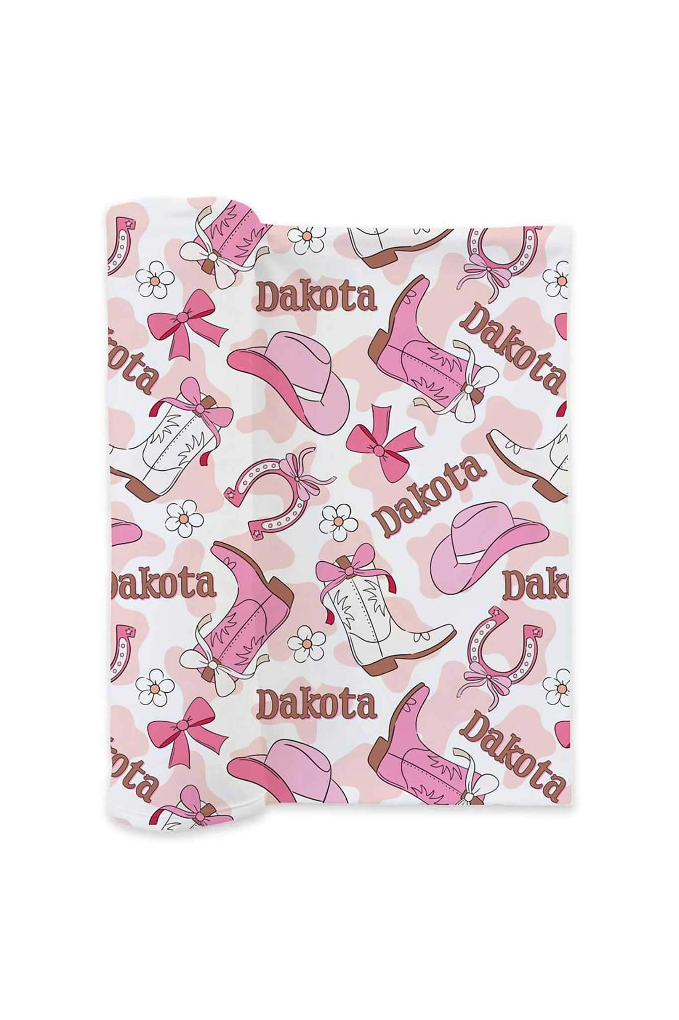 Rodeo Dreams Personalized Swaddle Blanket | Pink