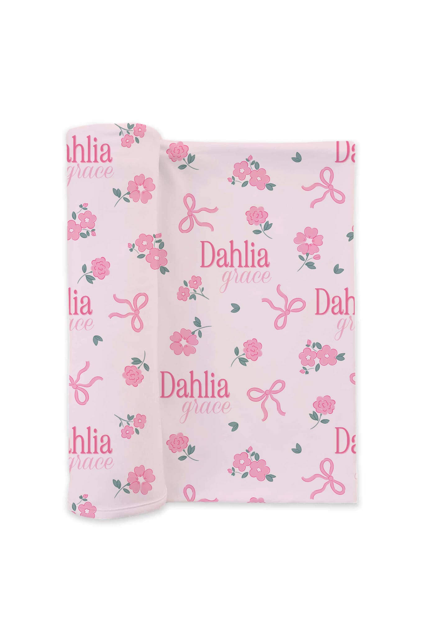 Ribbon & Roses Personalized Swaddle Blanket | Pink