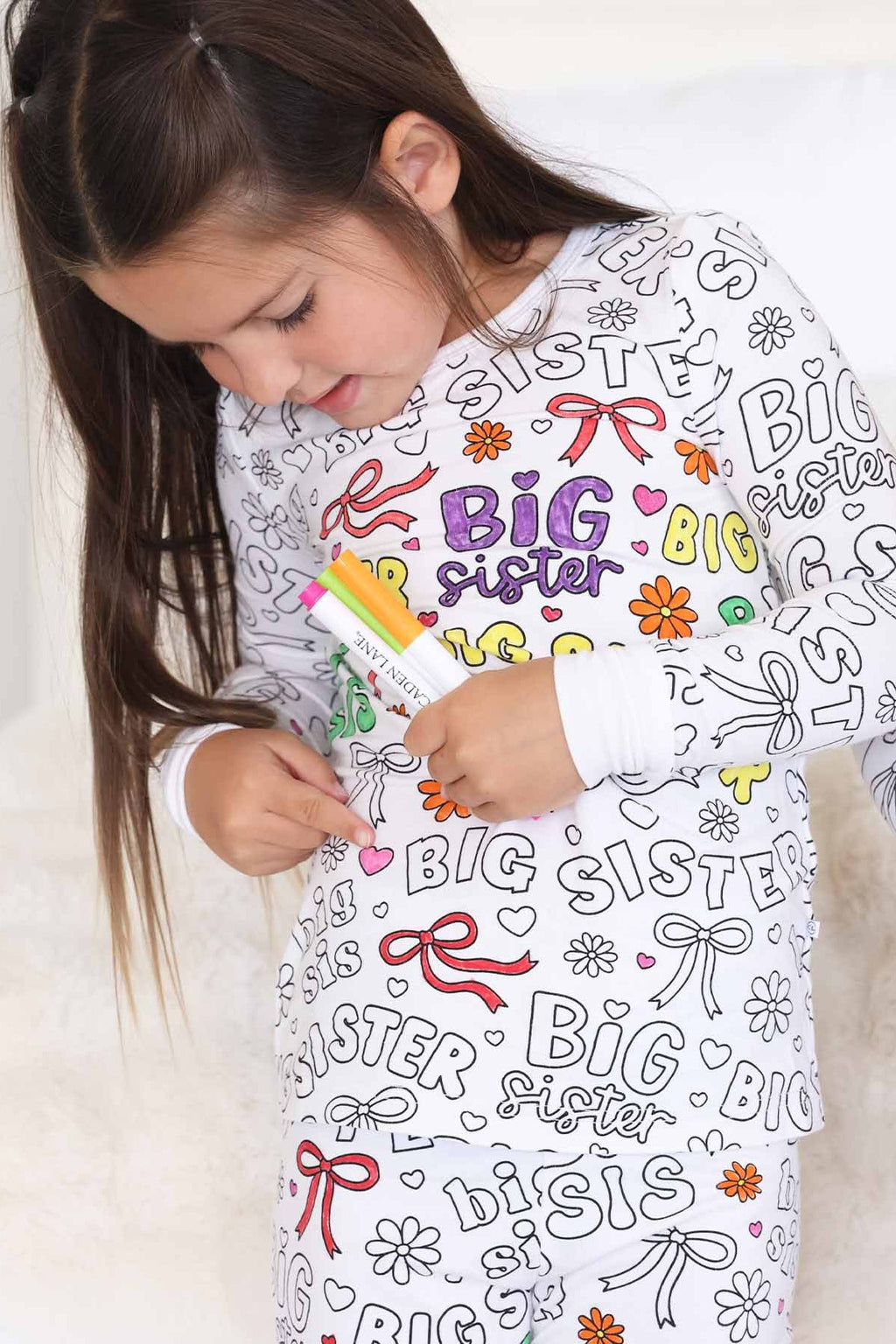 Colorable Two Piece Pajama Set | Big Sis
