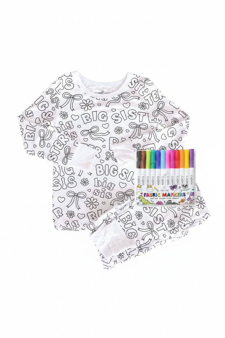 Colorable Two Piece Pajama Set | Big Sis