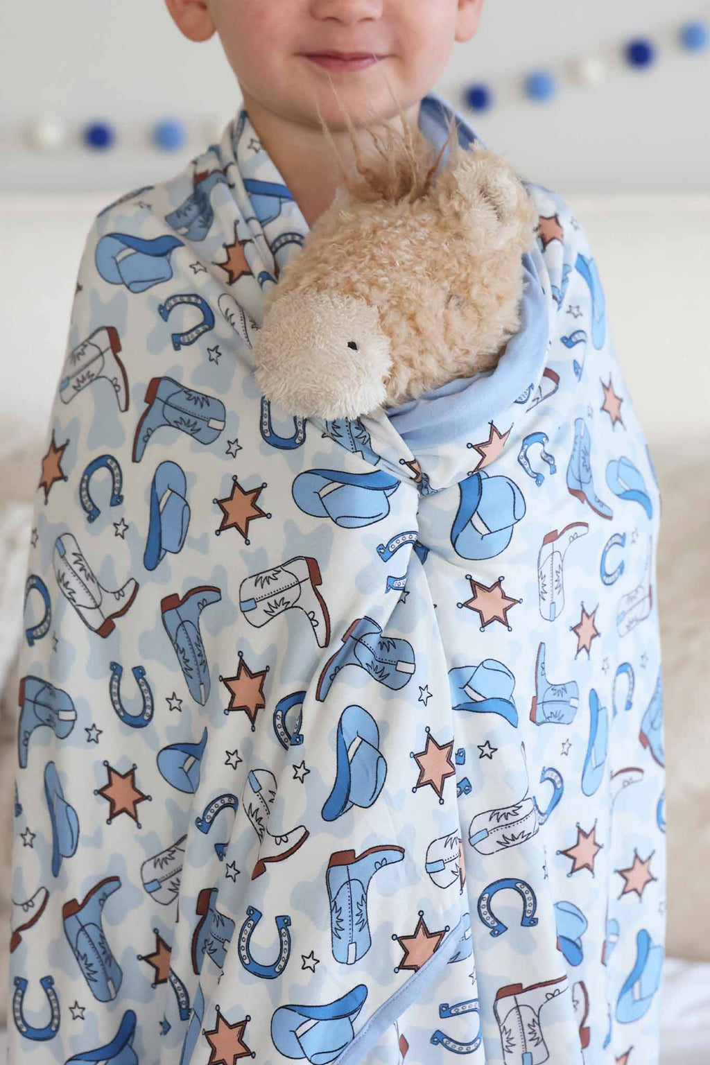 Rodeo Dreams Double Sided Bamboo Blanket | Blue
