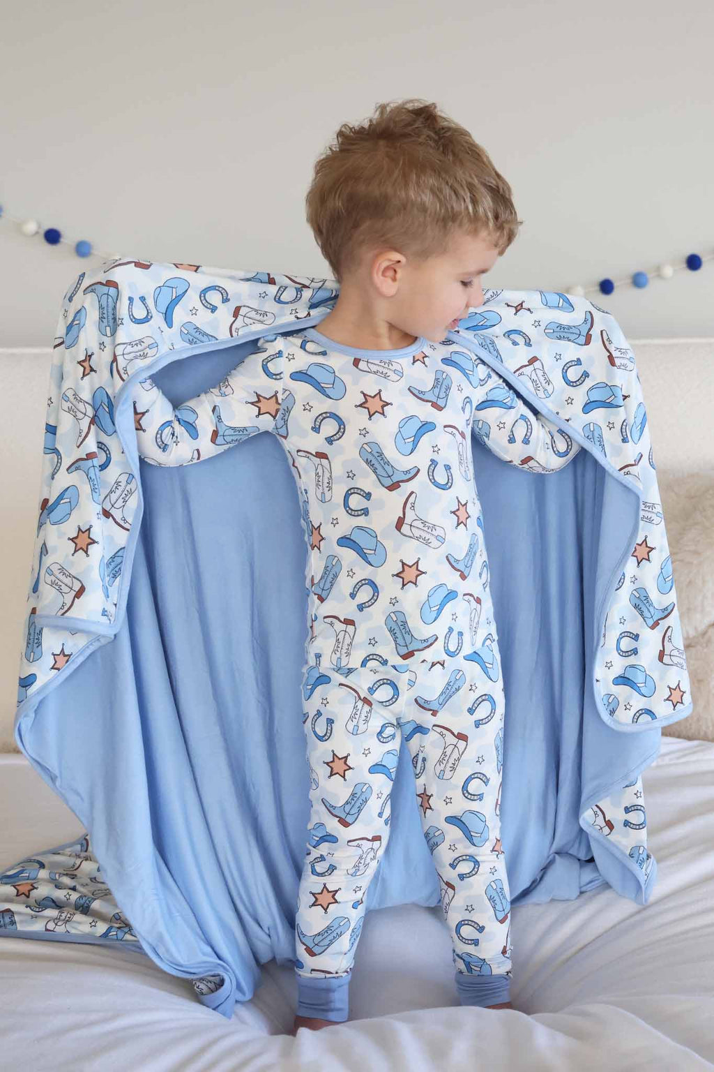 Rodeo Dreams Double Sided Bamboo Blanket | Blue