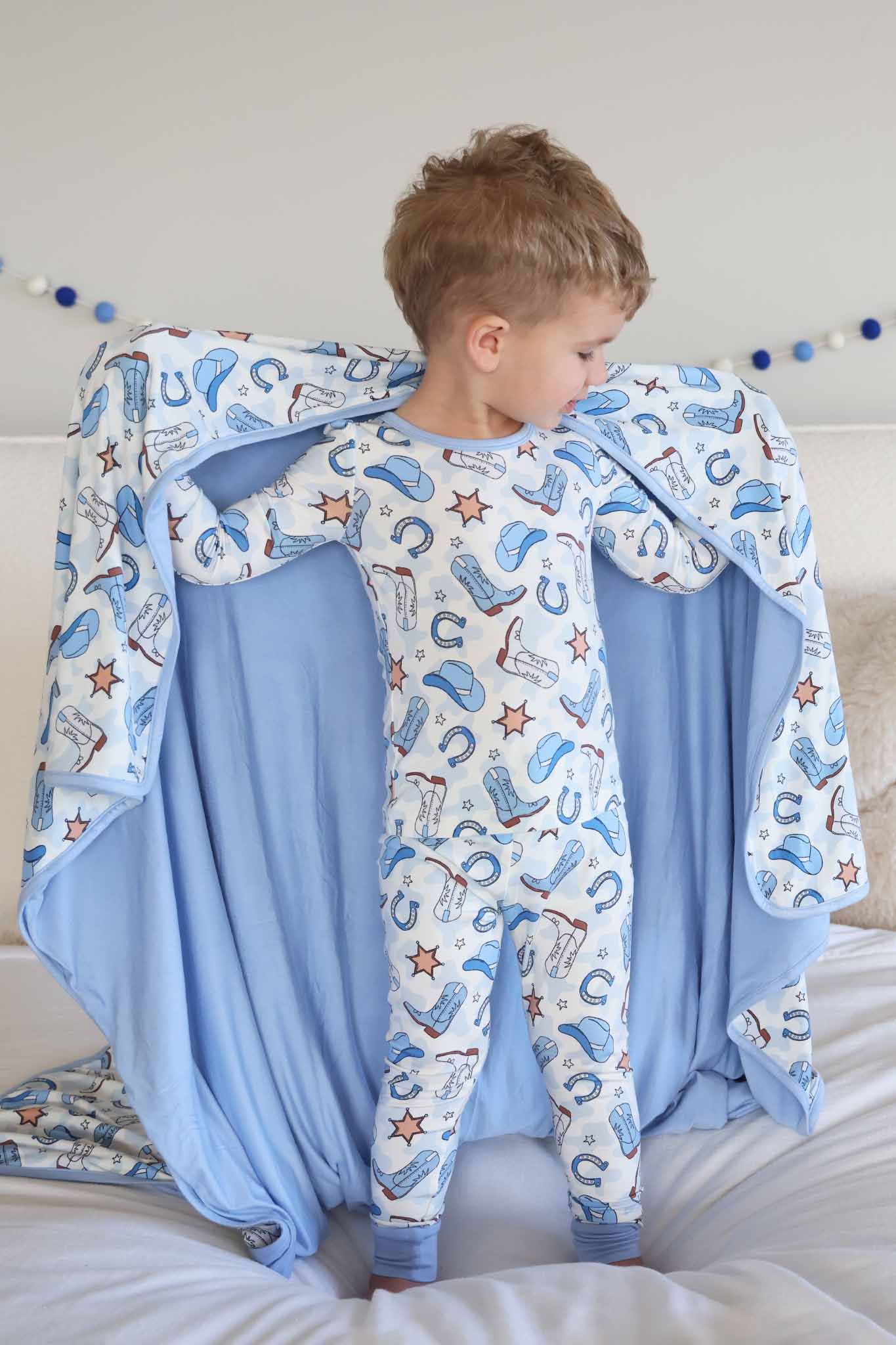 Rodeo Dreams Double Sided Bamboo Blanket | Blue