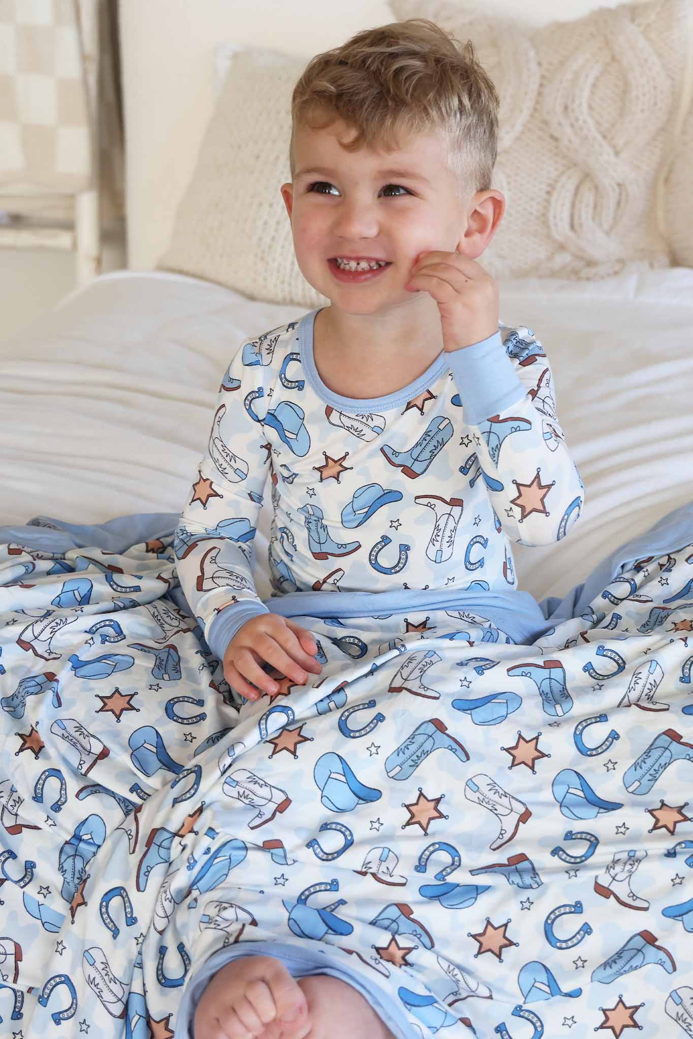 Rodeo Dreams Double Sided Bamboo Blanket | Blue