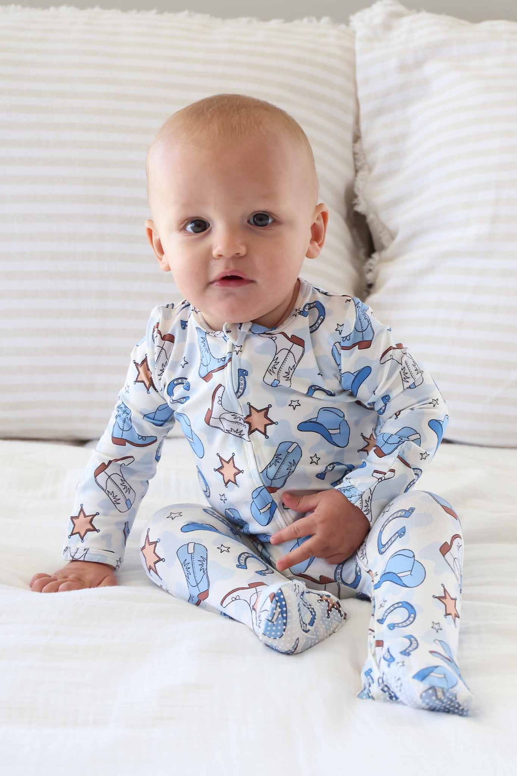 Rodeo Dreams Zipper Footie | Blue