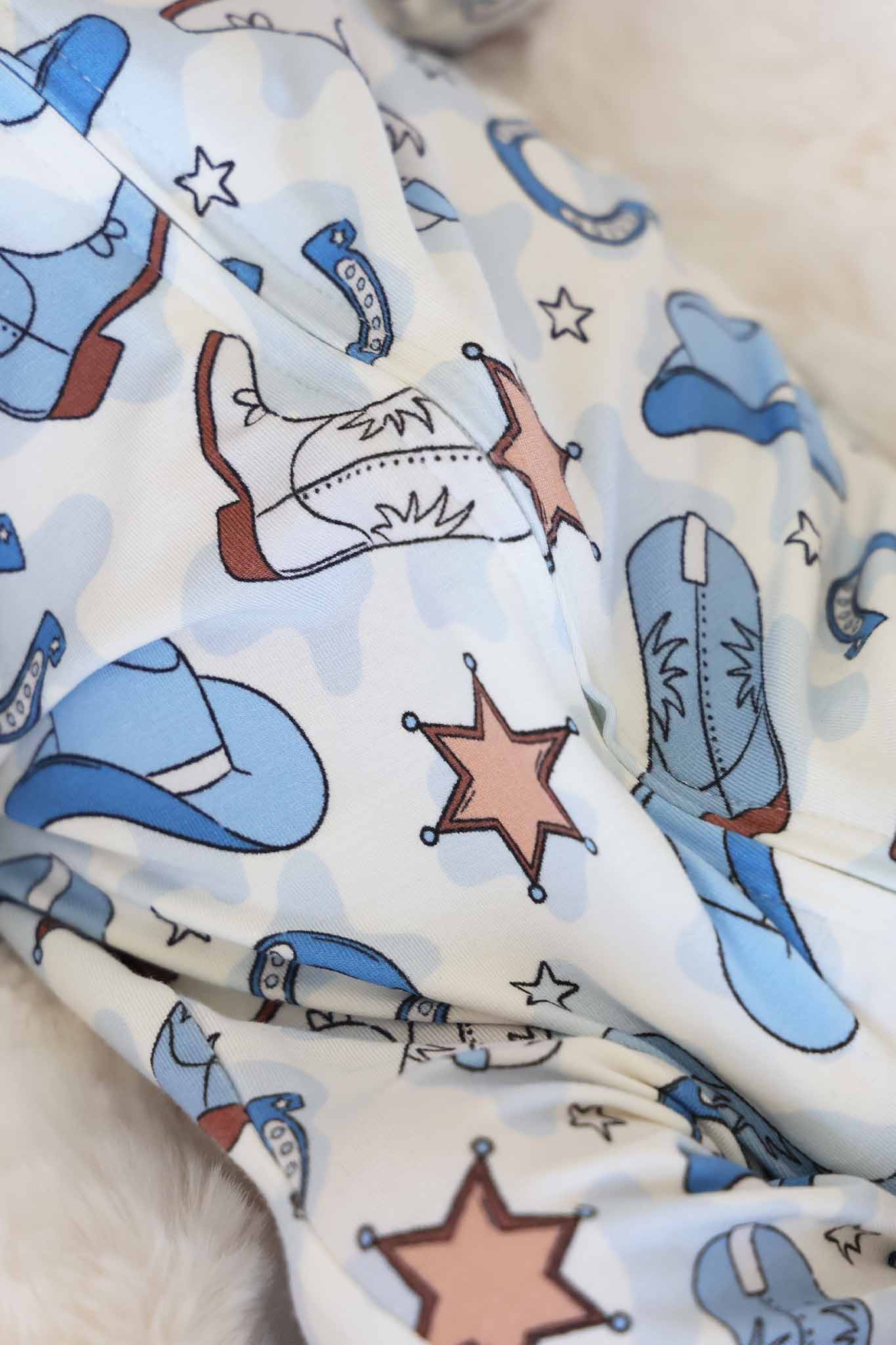 Rodeo Dreams Zipper Footie | Blue