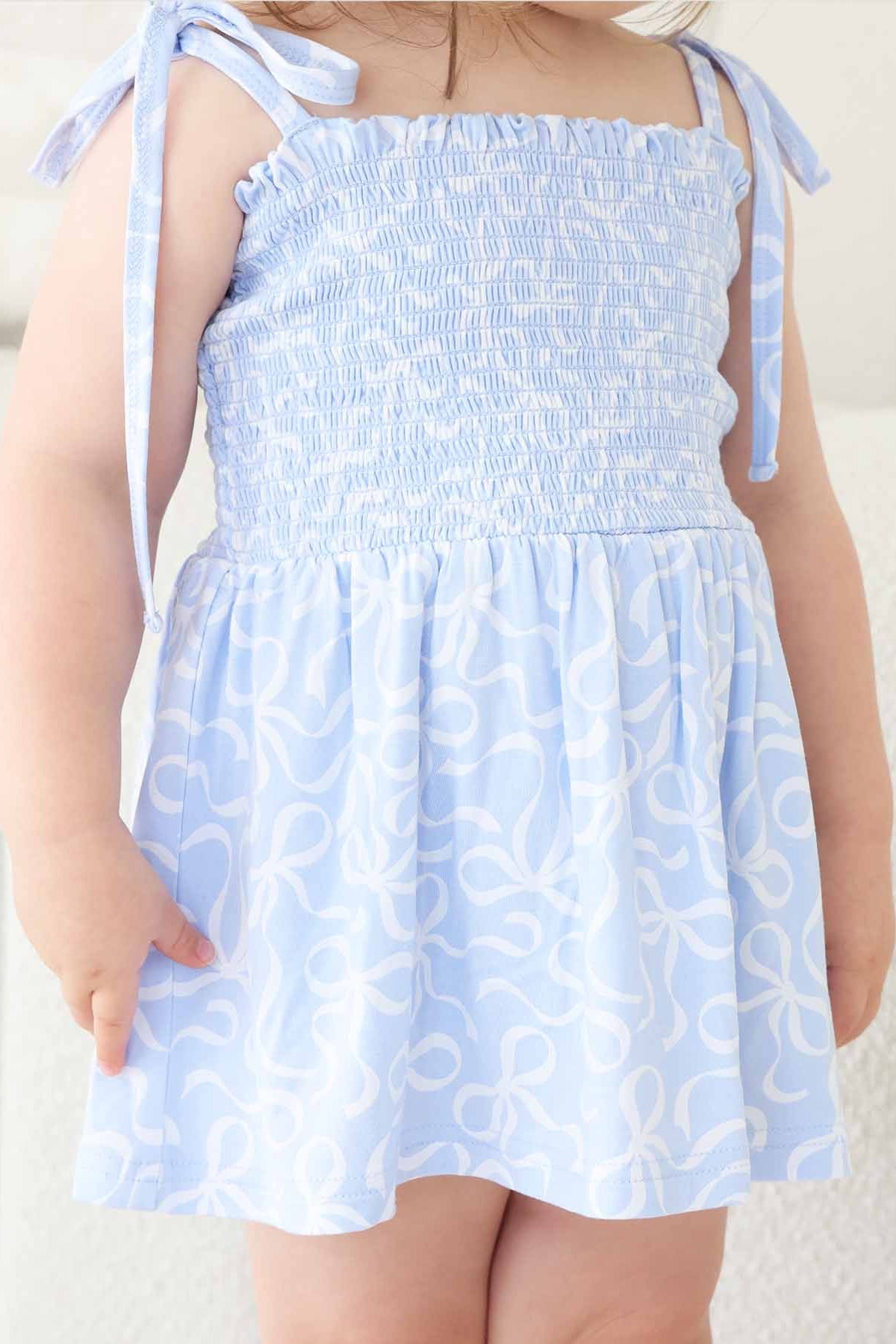 Smocked Twirl Bodysuit | Blue-tiful Bows