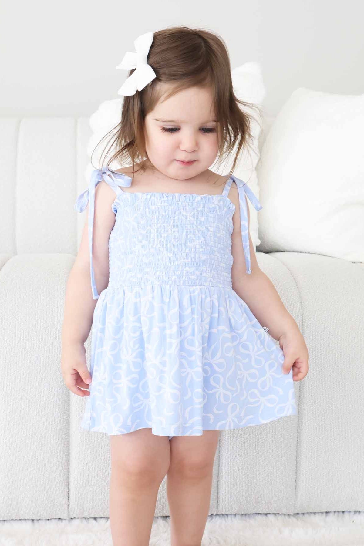 Smocked Twirl Bodysuit | Blue-tiful Bows