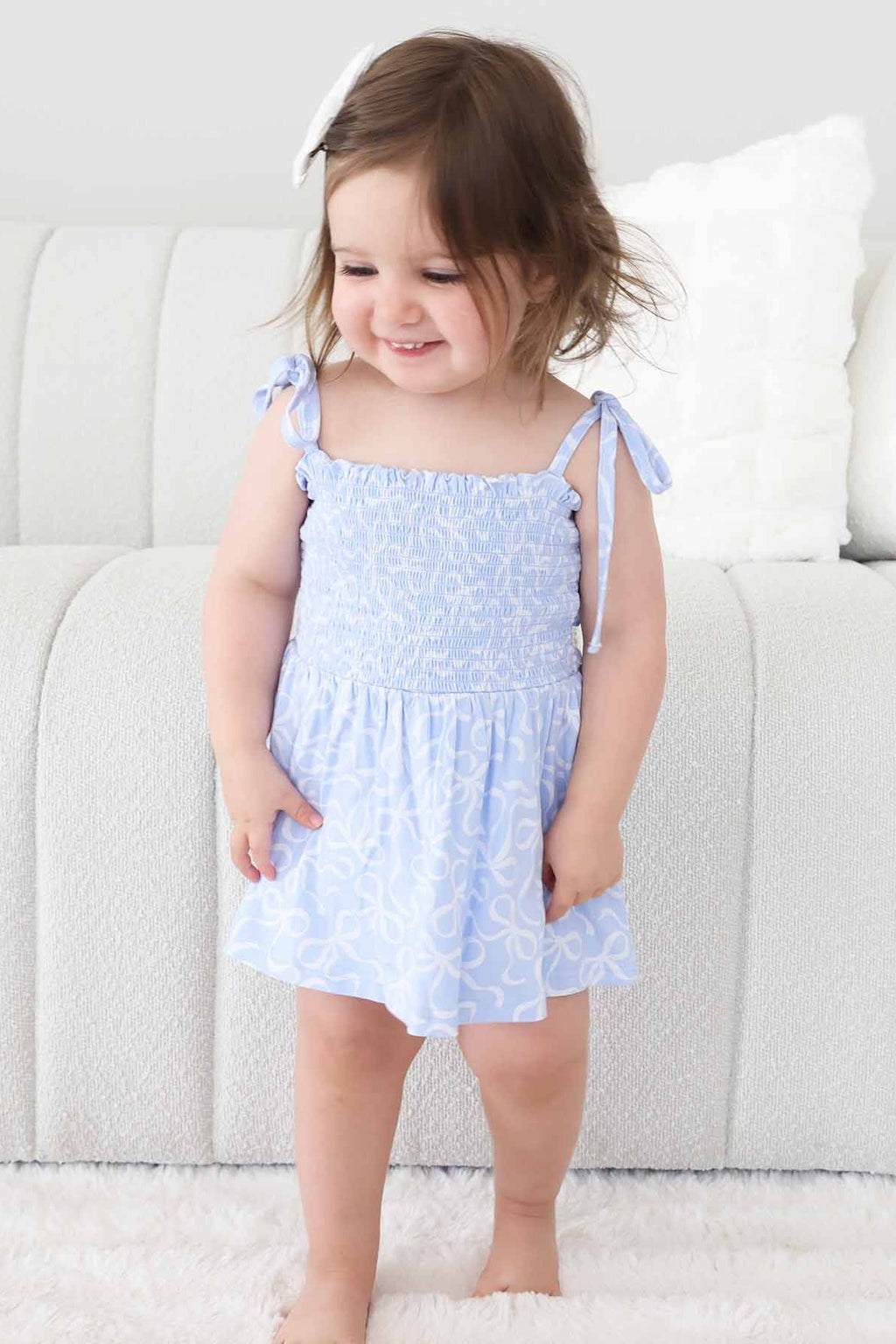 Smocked Twirl Bodysuit | Blue-tiful Bows