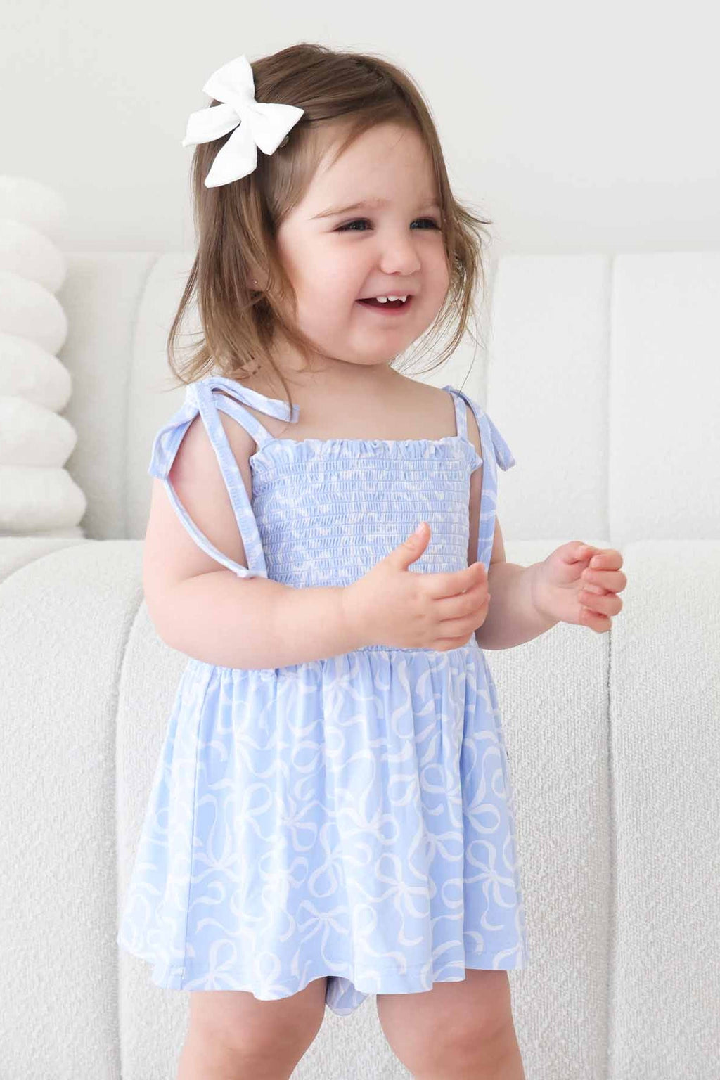 Smocked Twirl Bodysuit | Blue-tiful Bows