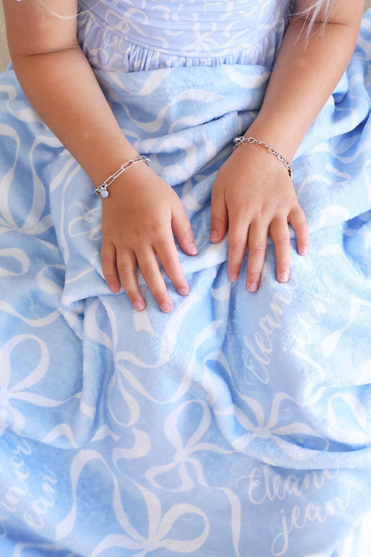 Blue-tiful Bows Personalized Kids Blanket