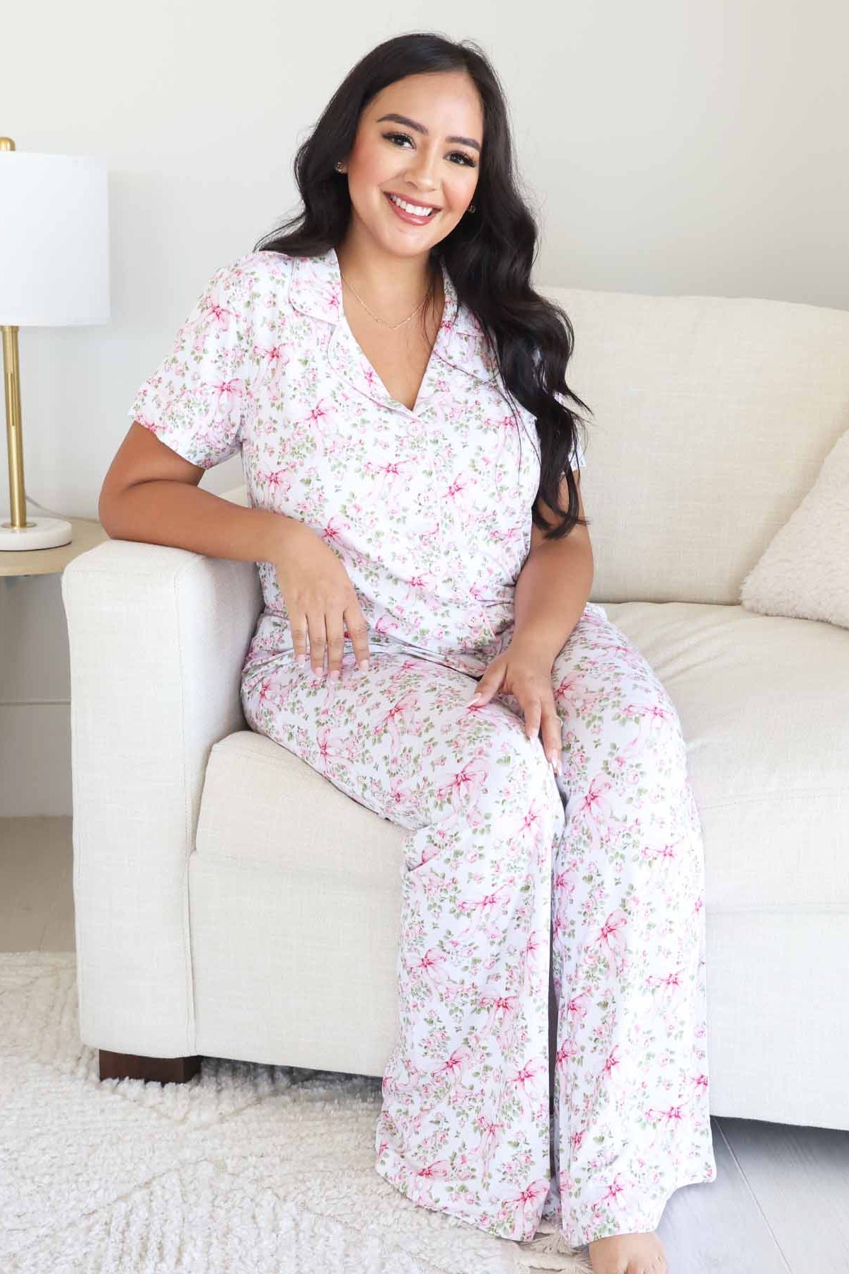 Women's Two Piece Flare Lounge Set | Bows in Bloom