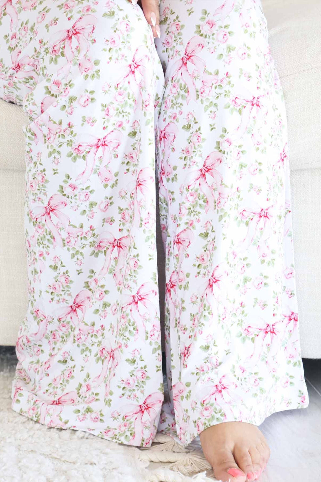 Women's Two Piece Flare Lounge Set | Bows in Bloom