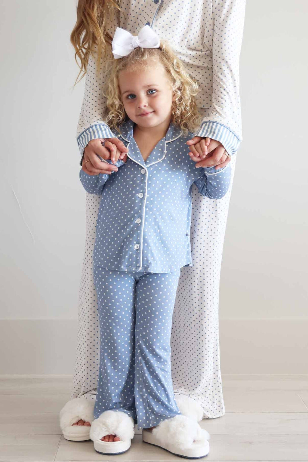 Girl's Two Piece Flare Lounge Set | Snuggle Spots Blue