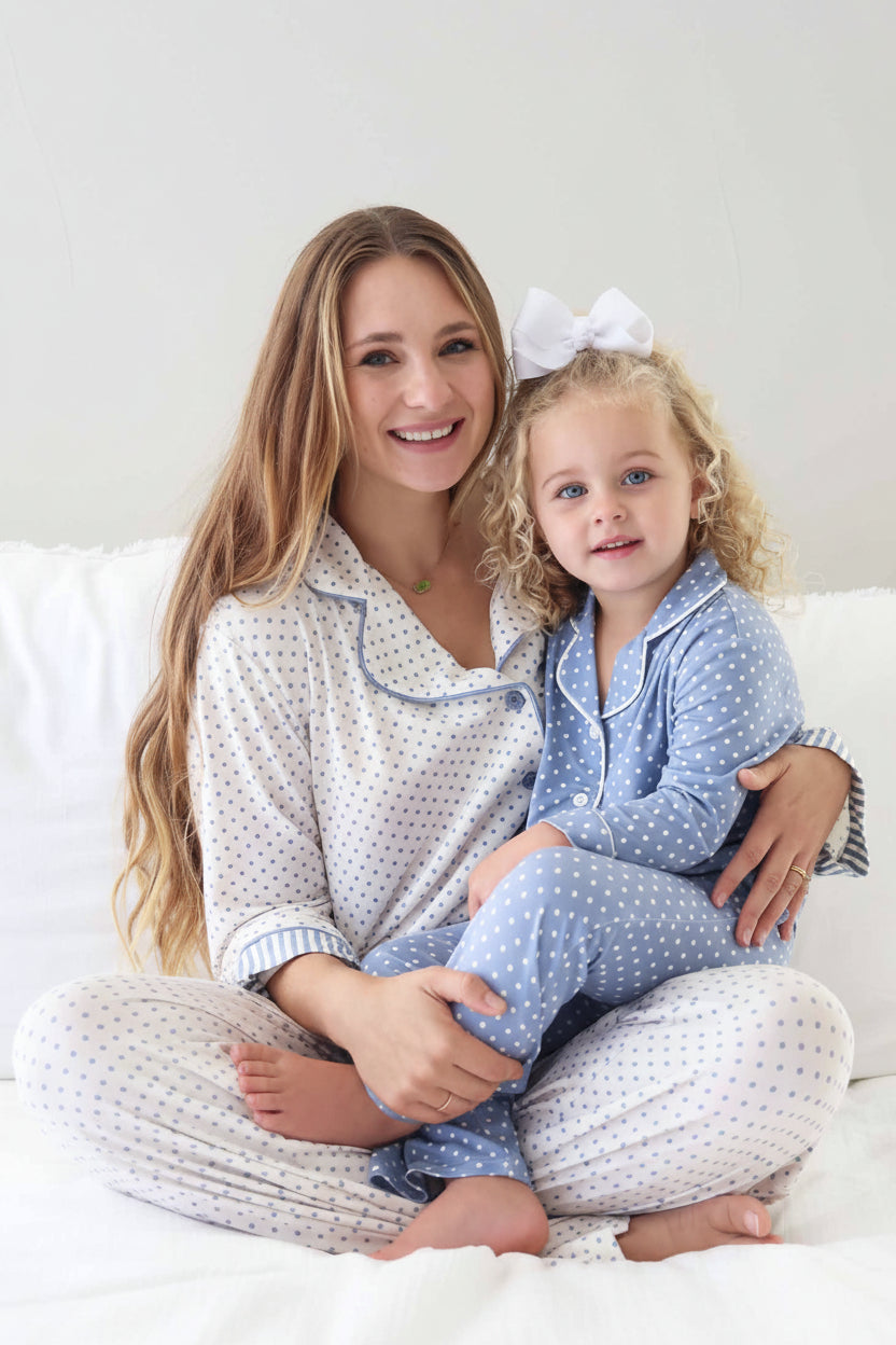 Girl's Two Piece Flare Lounge Set | Snuggle Spots Blue