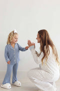 Girl's Two Piece Flare Lounge Set | Snuggle Spots Blue