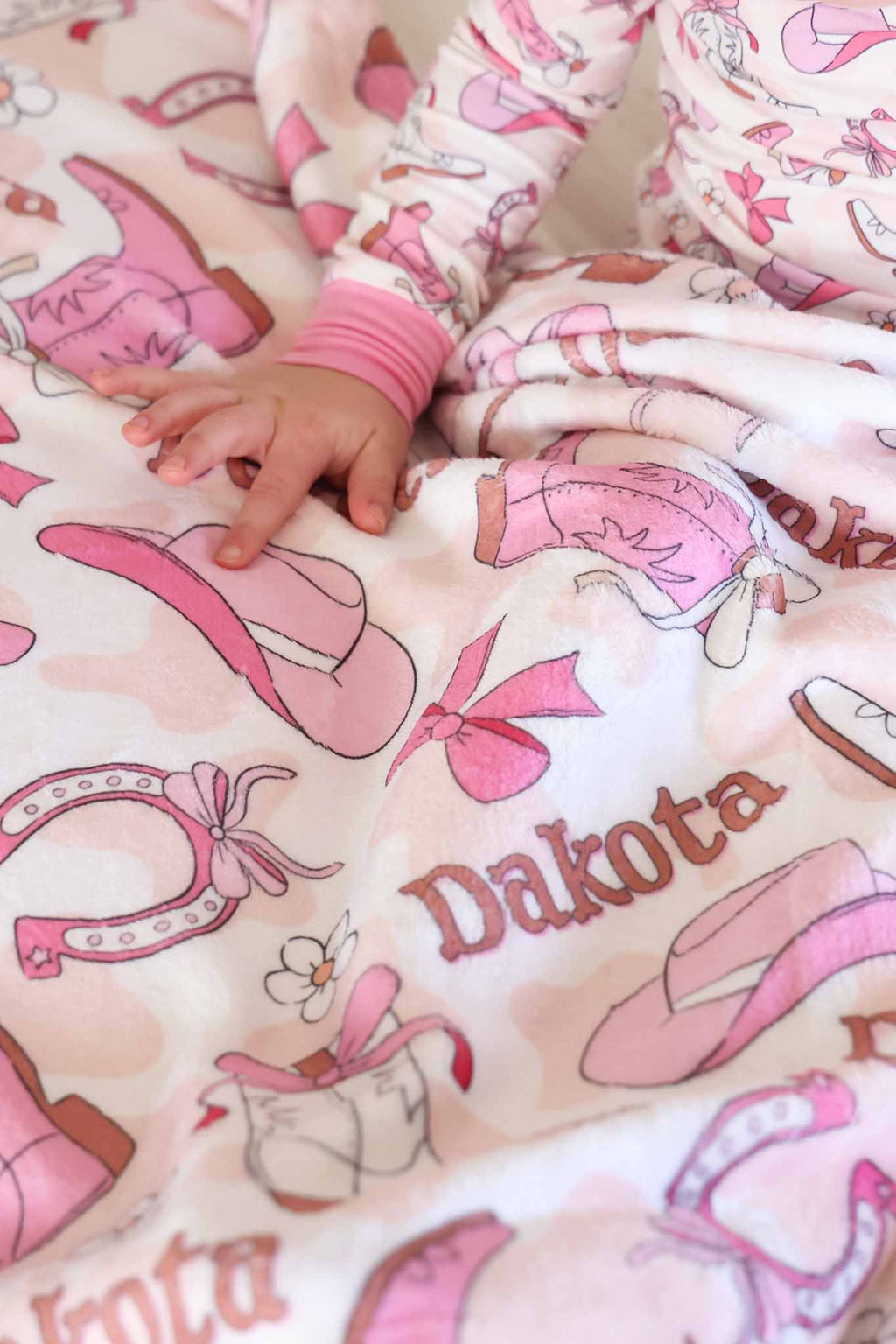 Rodeo Dreams Personalized Kids Blanket | Pink