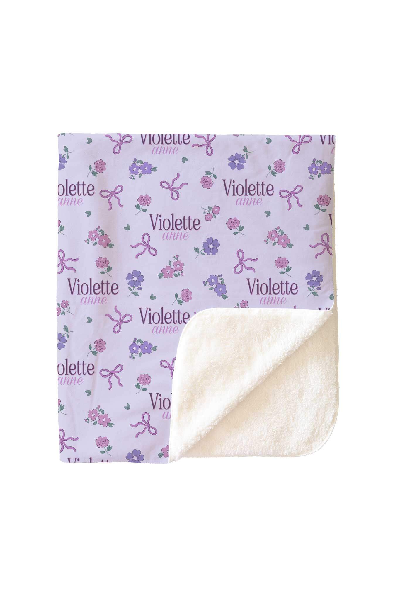 Ribbon & Roses Personalized Kids Blanket | Purple