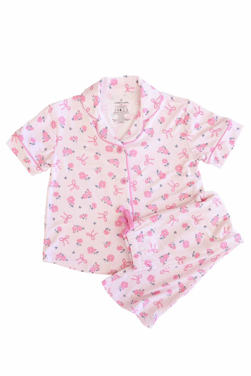 Girl's Two Piece Flare Lounge Set | Ribbon & Roses Pink