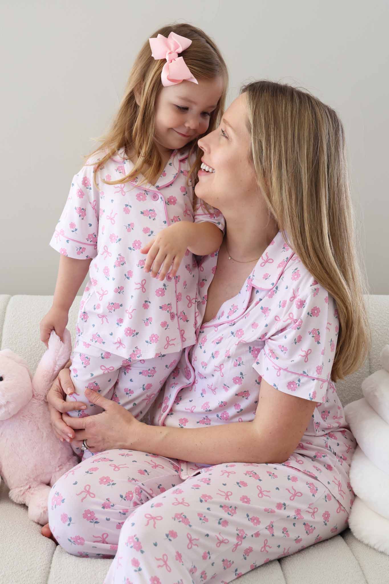 Girl's Two Piece Flare Lounge Set | Ribbon & Roses Pink