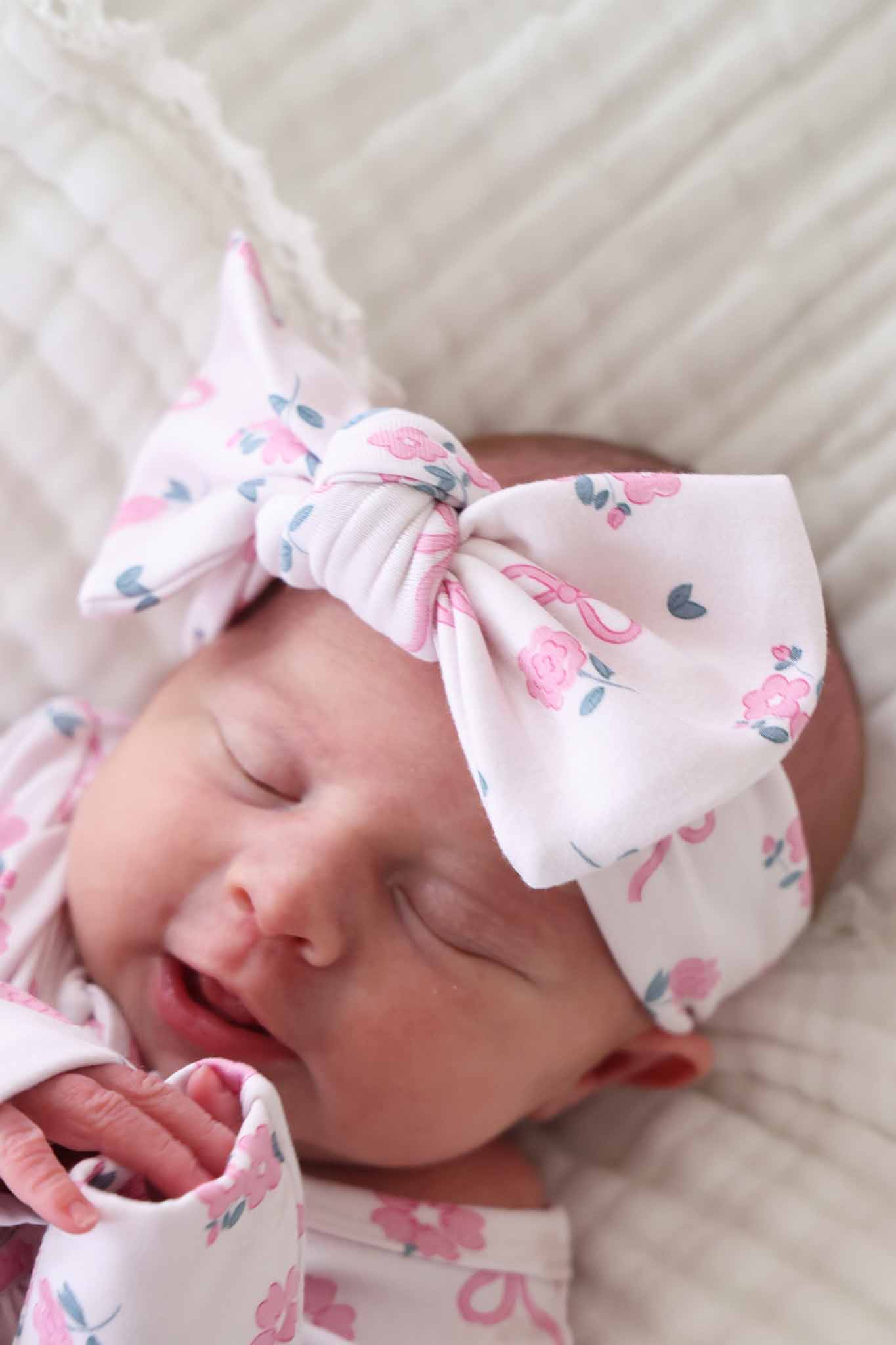 Ribbon & Roses Knit Large Bow Headwrap | Pink
