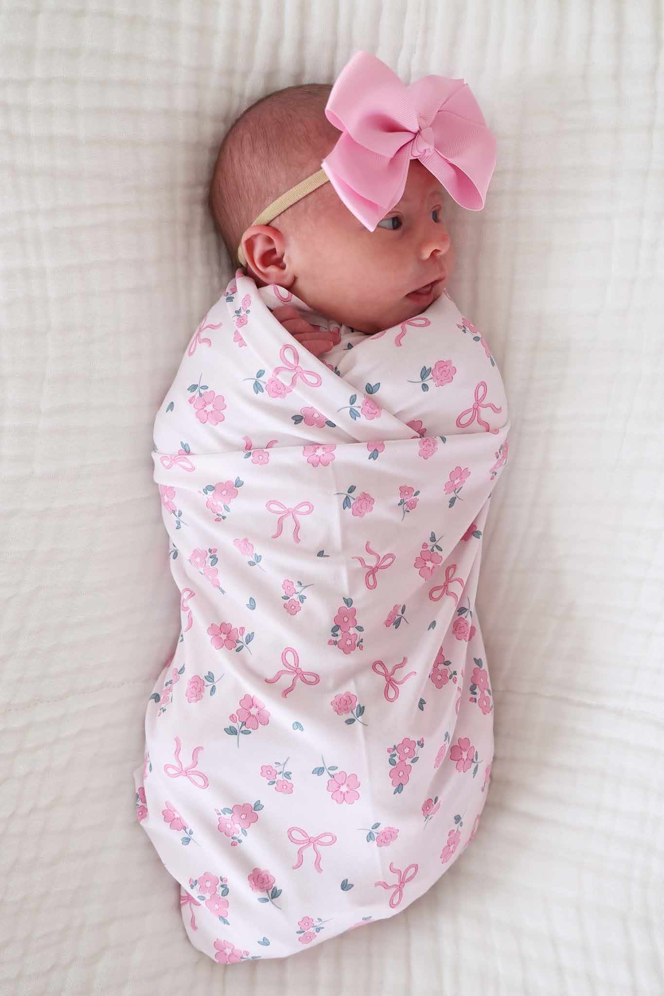 Ribbon & Roses Oversized Swaddle Blanket | Pink