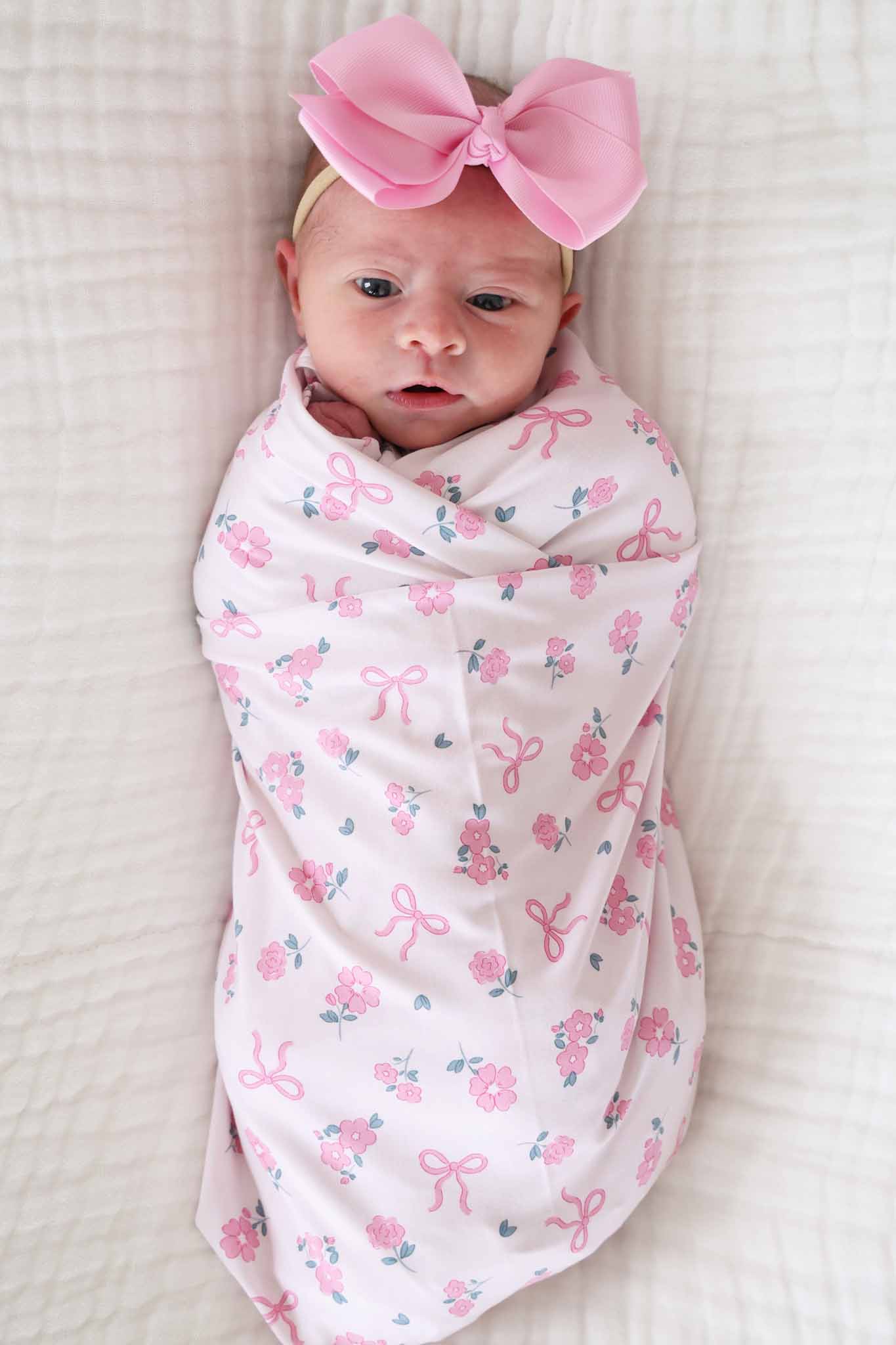 Ribbon & Roses Oversized Swaddle Blanket | Pink
