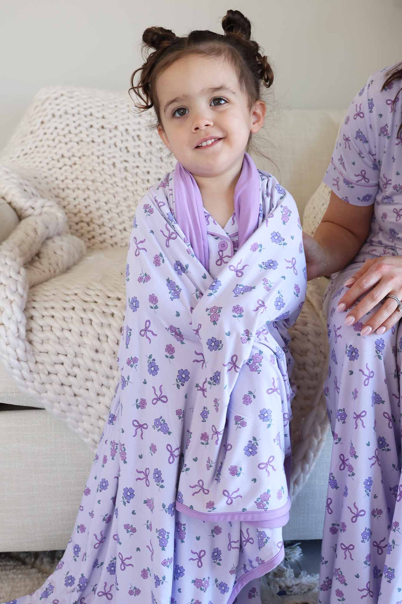 Ribbon & Roses Double Sided Bamboo Blanket | Purple