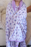 Ribbon & Roses Double Sided Bamboo Blanket | Purple