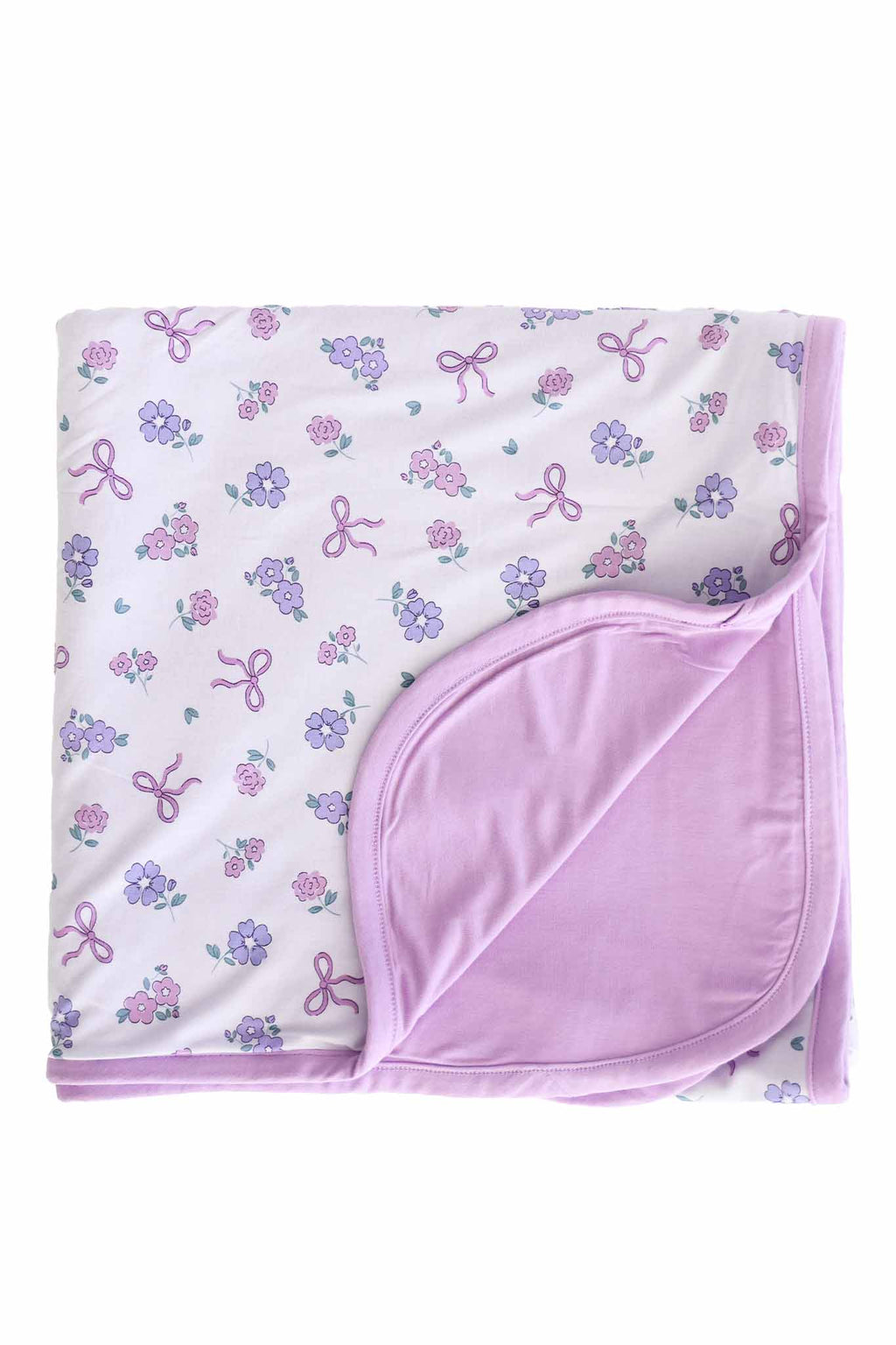 Ribbon & Roses Double Sided Bamboo Blanket | Purple