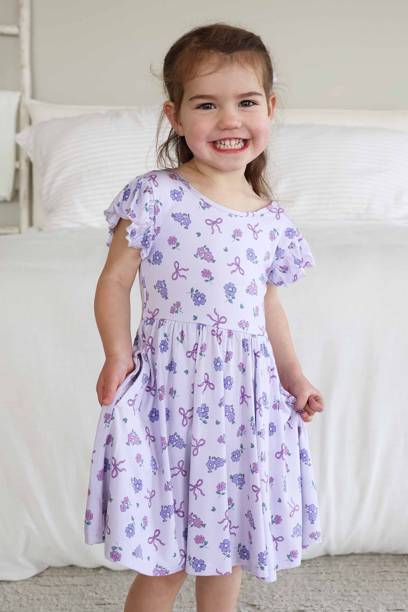 Ruffle Twirl Dress | Ribbon & Roses Purple