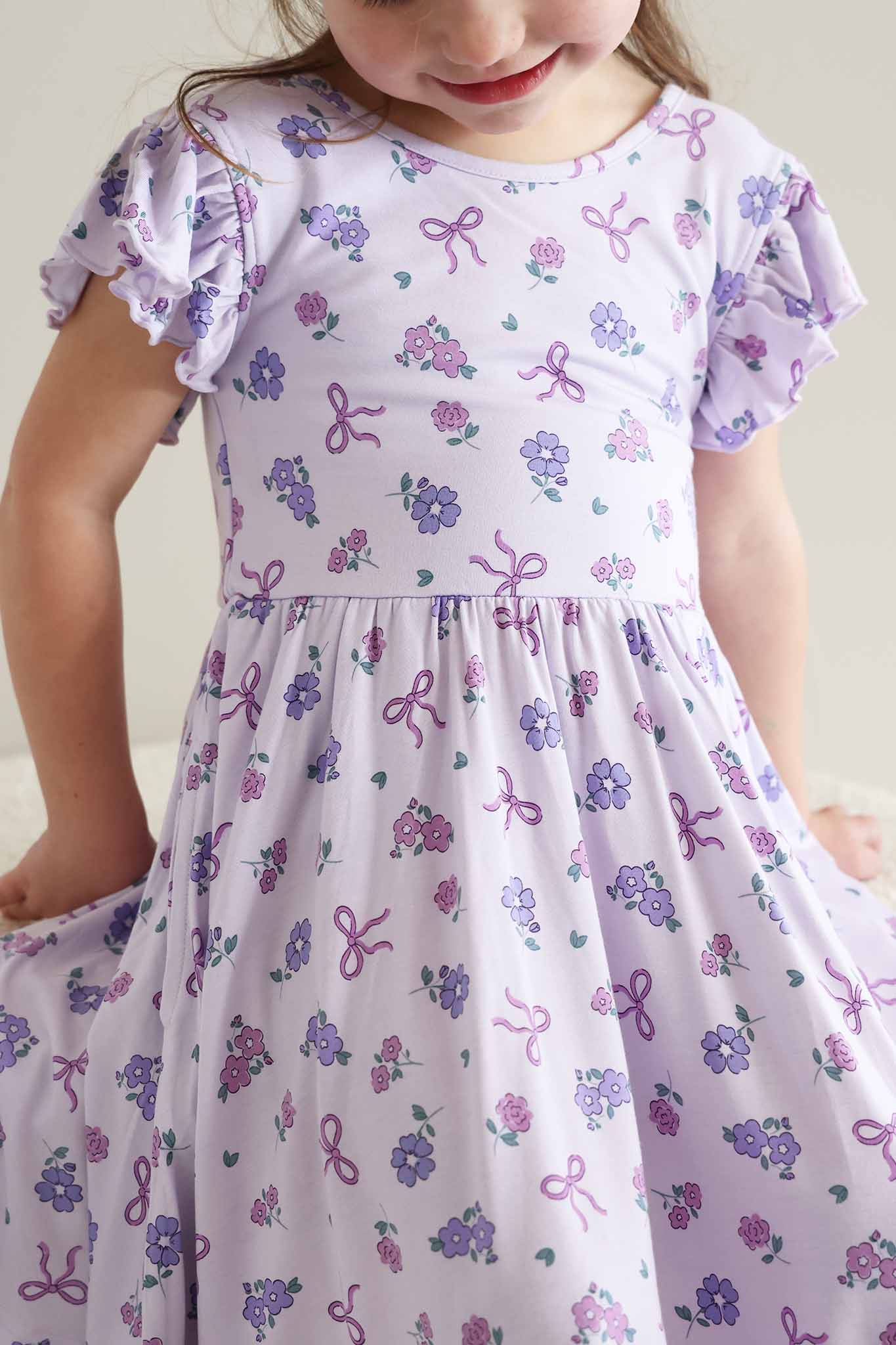 Ruffle Twirl Dress | Ribbon & Roses Purple