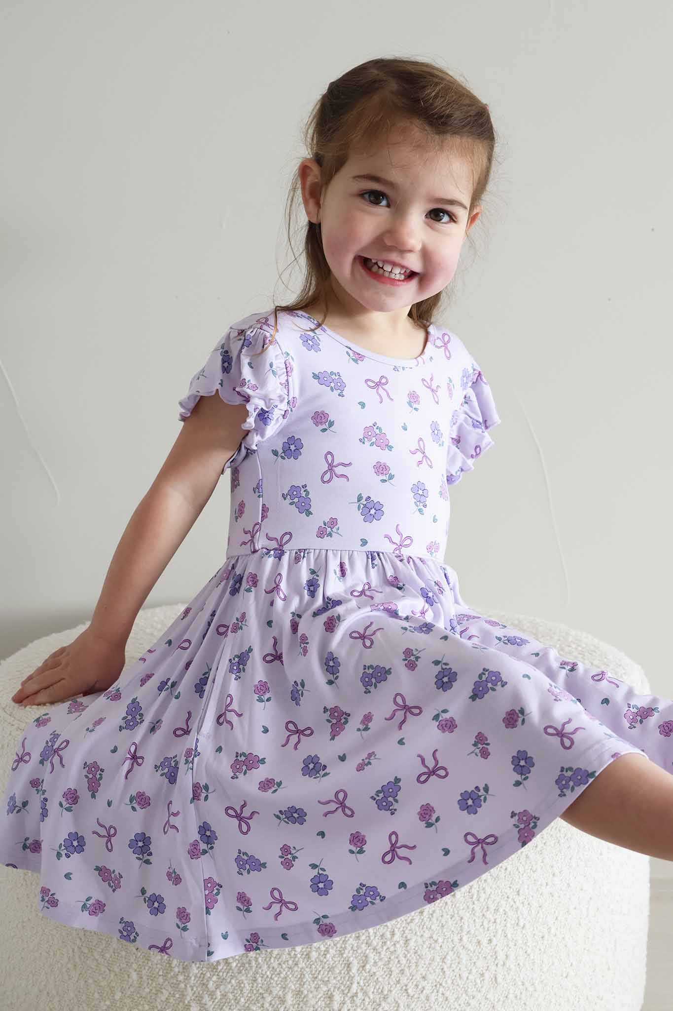 Ruffle Twirl Dress | Ribbon & Roses Purple